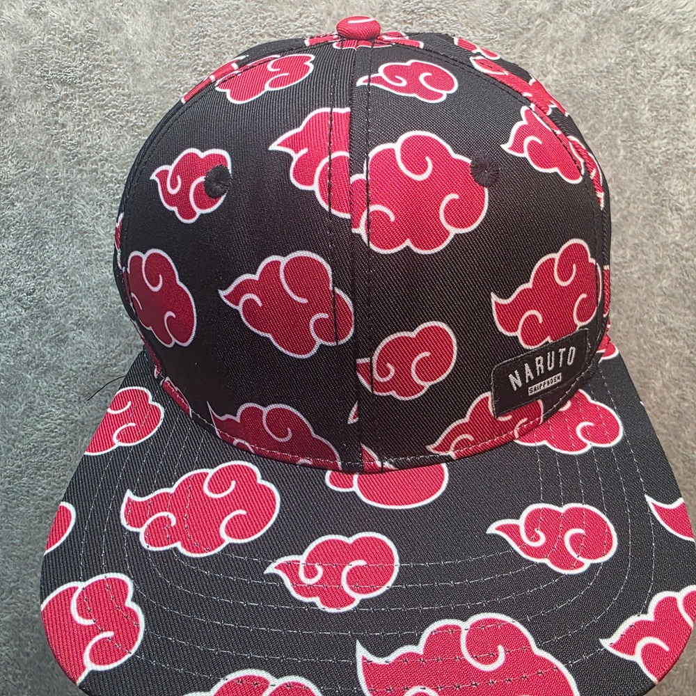 Naruto Hat Cap Mens One Size Black Akatsuki Cloud Snapback Graphic Anime